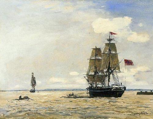 Johann Barthold Jongkind Norwegian Naval Ship Leaving the Port of Honfleur France oil painting art